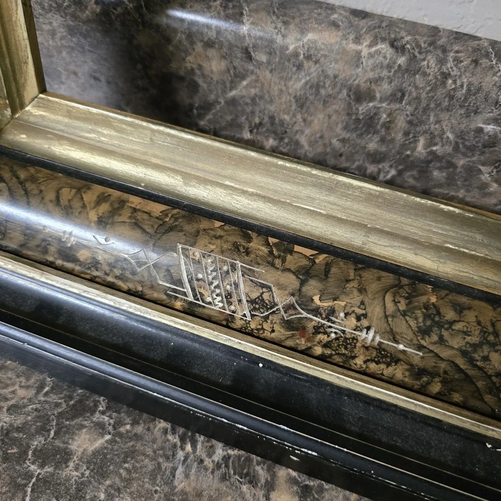 Antique Victorian Aesthetic Movement Ebonized Burl Wood Picture Frame 8x10